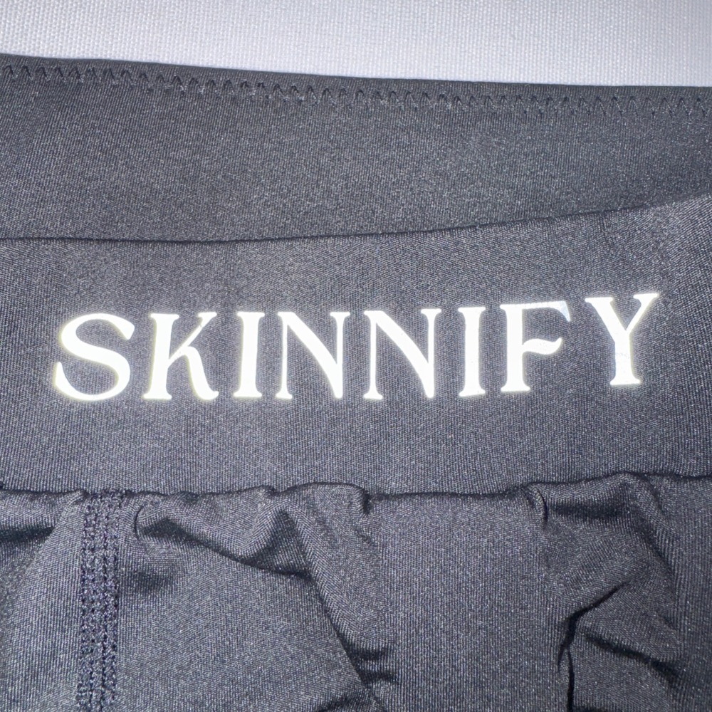 Skinnify Black Ruched Compression Leggings Womens S High Waist Stirrup